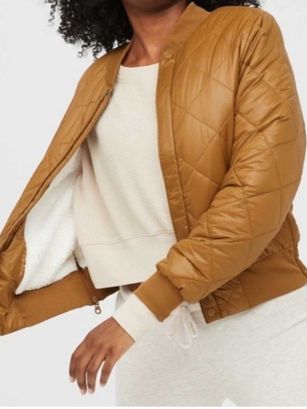Offline By Aerie Sherpa Lined Quilted Puffer Bomber Jacket